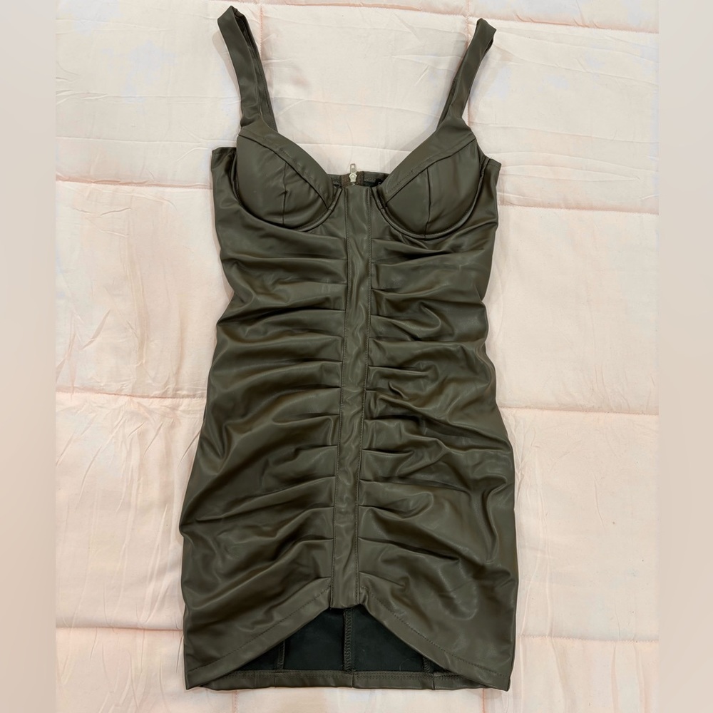Brown faux leather dress